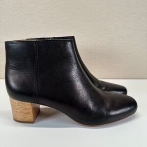 Madewell Black Leather Wooden Heel Lucien ankle boots Womens 7.5 Casual Dressy